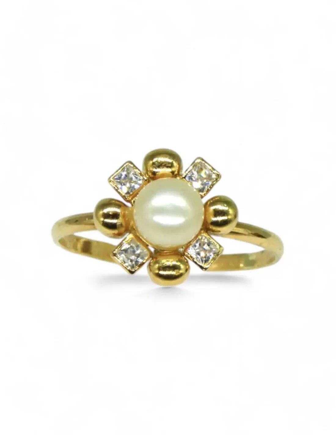 Best Sale Anillo flor con perla y circonitas oro 18k - T.12 Anillos De Oro | Anillos