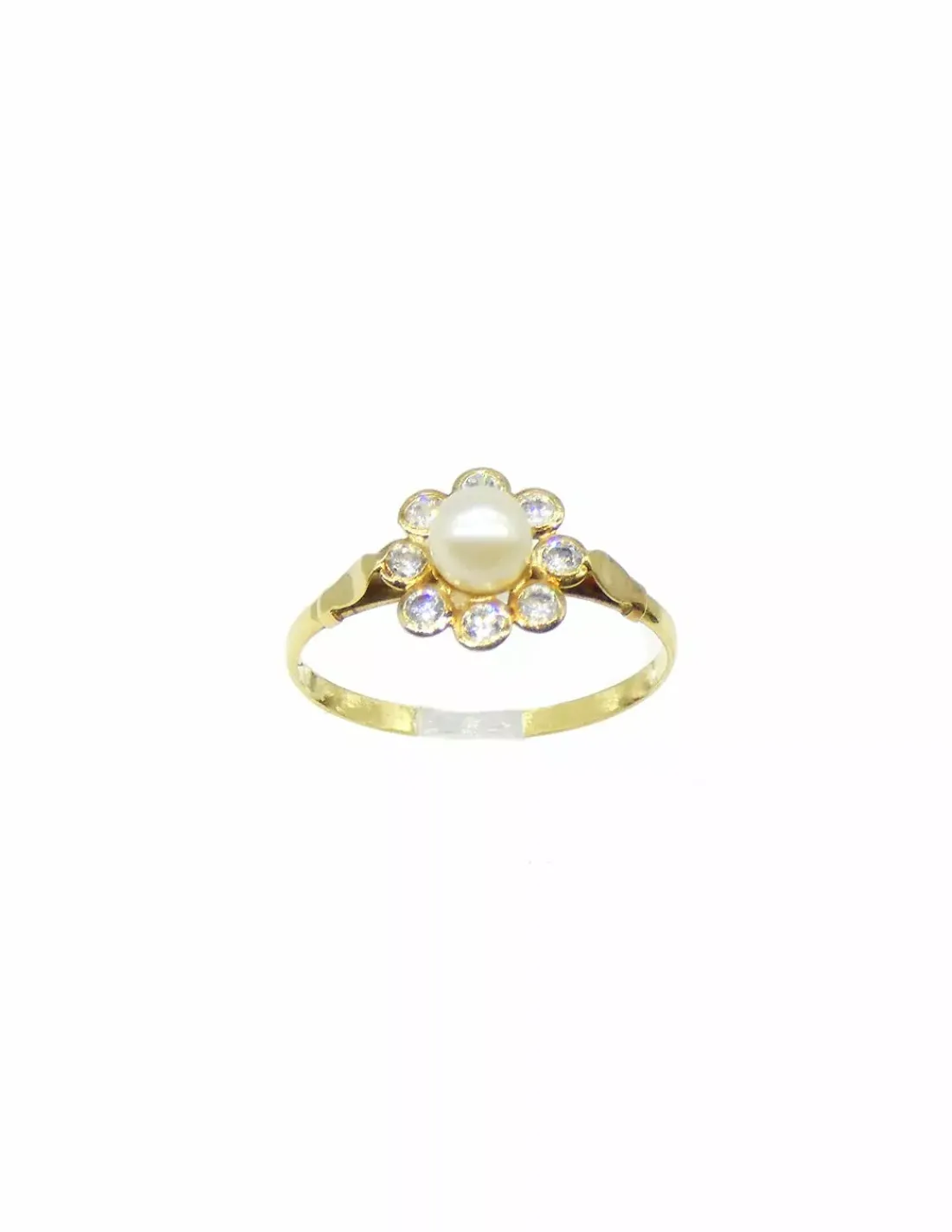 Sale Anillo flor perla y circonitas oro 18k - T.9 Anillos De Oro | Anillos