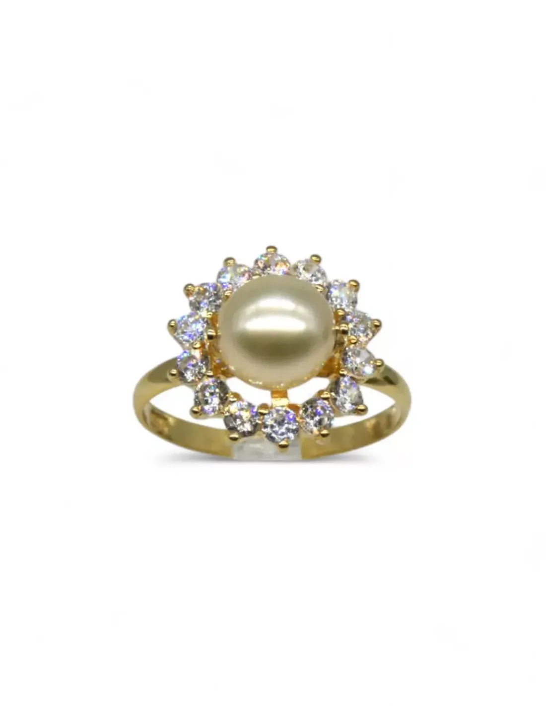 Best Anillo flor perla y circonitas oro 18k - T.15 Anillos De Oro | Anillos