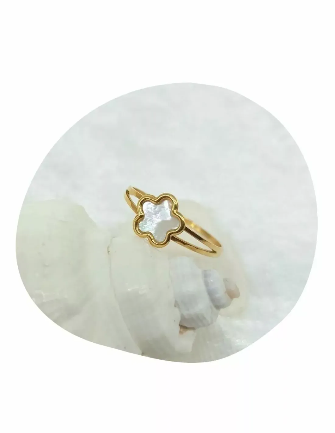 Outlet Anillo forma flor nácar oro 18k - T.14 Anillos De Oro | Anillos