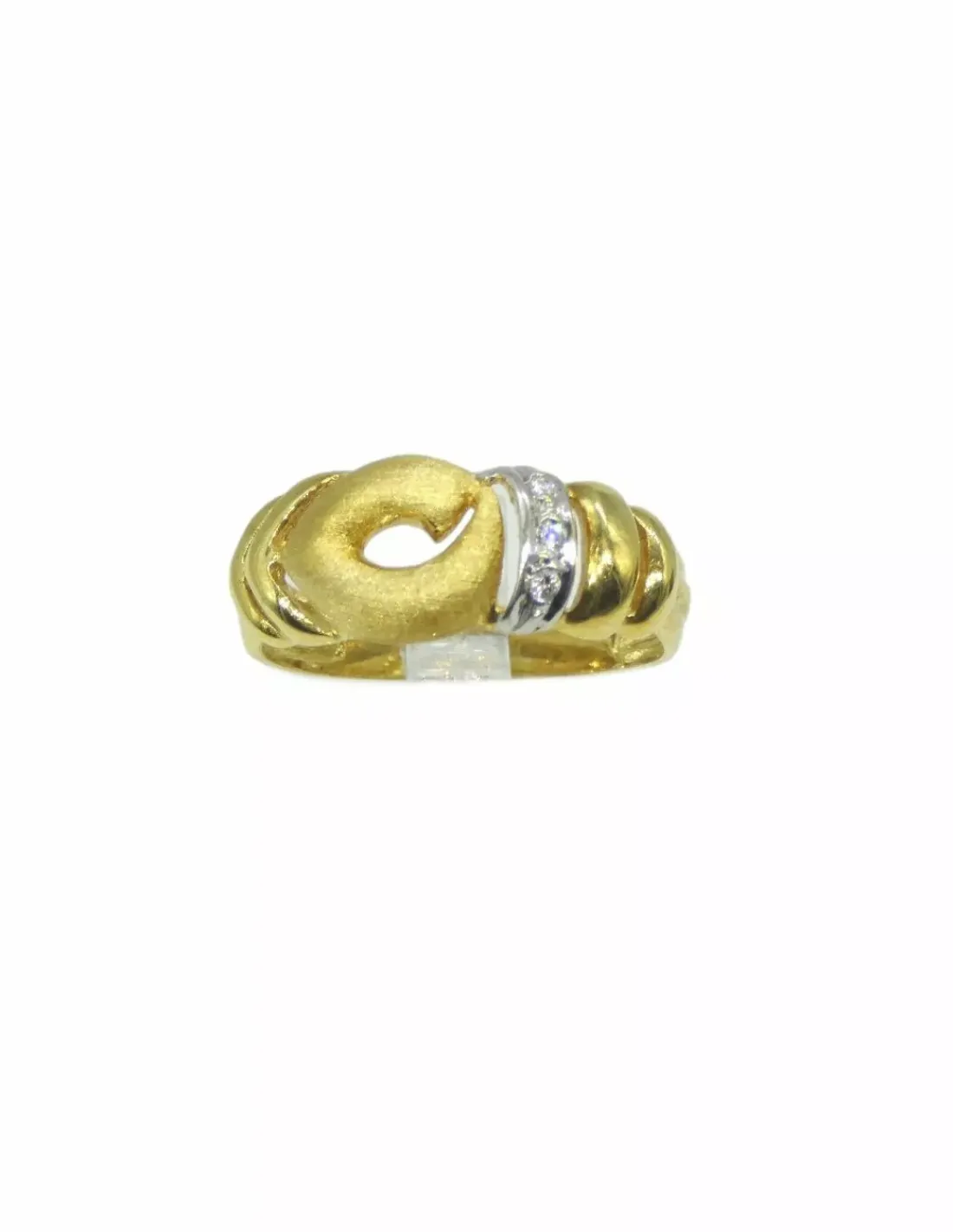 Store Anillo garra bicolor acabados mate circonitas 18k - T.15 Anillos De Oro | Anillos