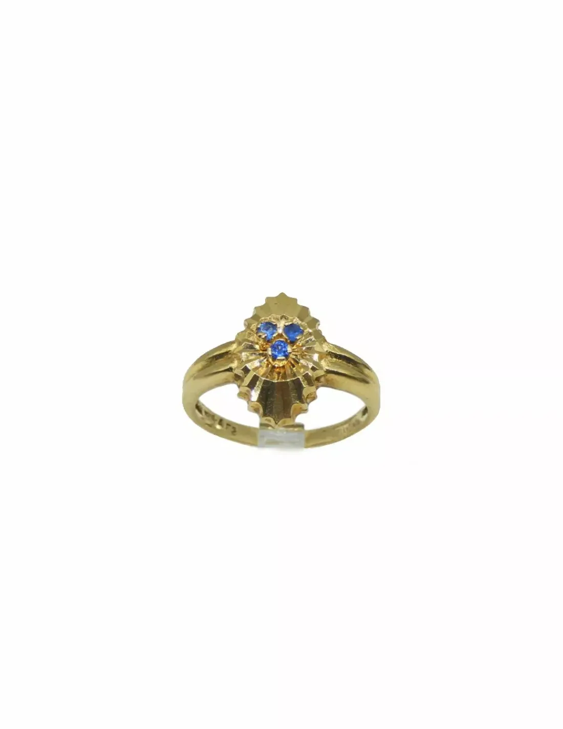 Cheap Anillo labrado en oval tres circonitas azules oro 18k - T.13 Anillos De Oro | Anillos