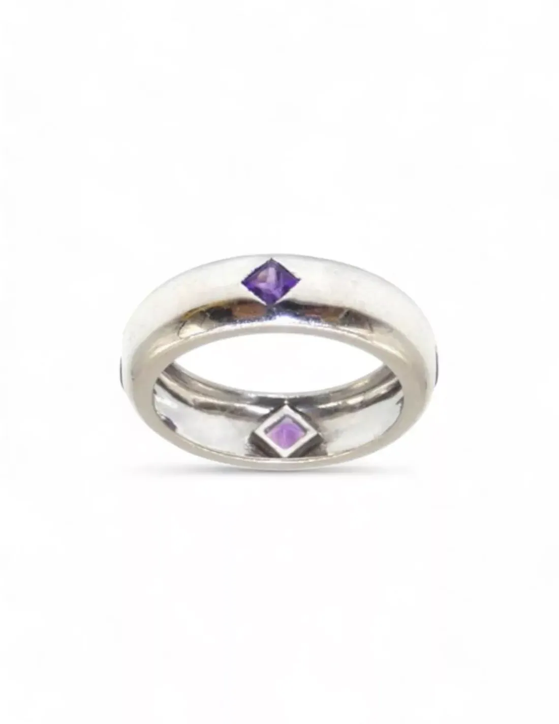 Cheap Anillo media caña oro blanco con circonitas moradas - T.14 Anillos De Oro Blanco | Anillos De Oro
