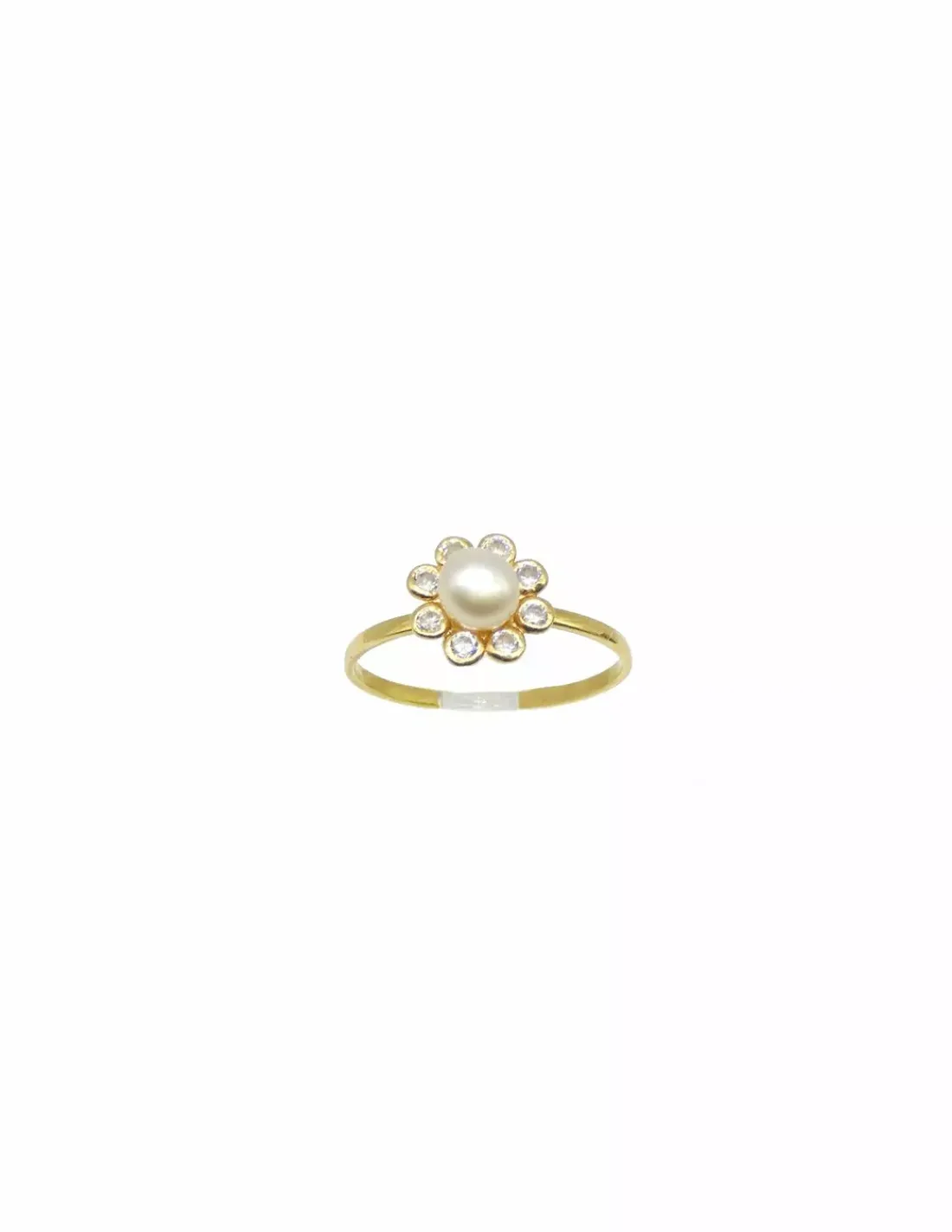 Store Anillo niña flor circonitas y perla oro 18k - T.10 Anillos De Oro | Anillos