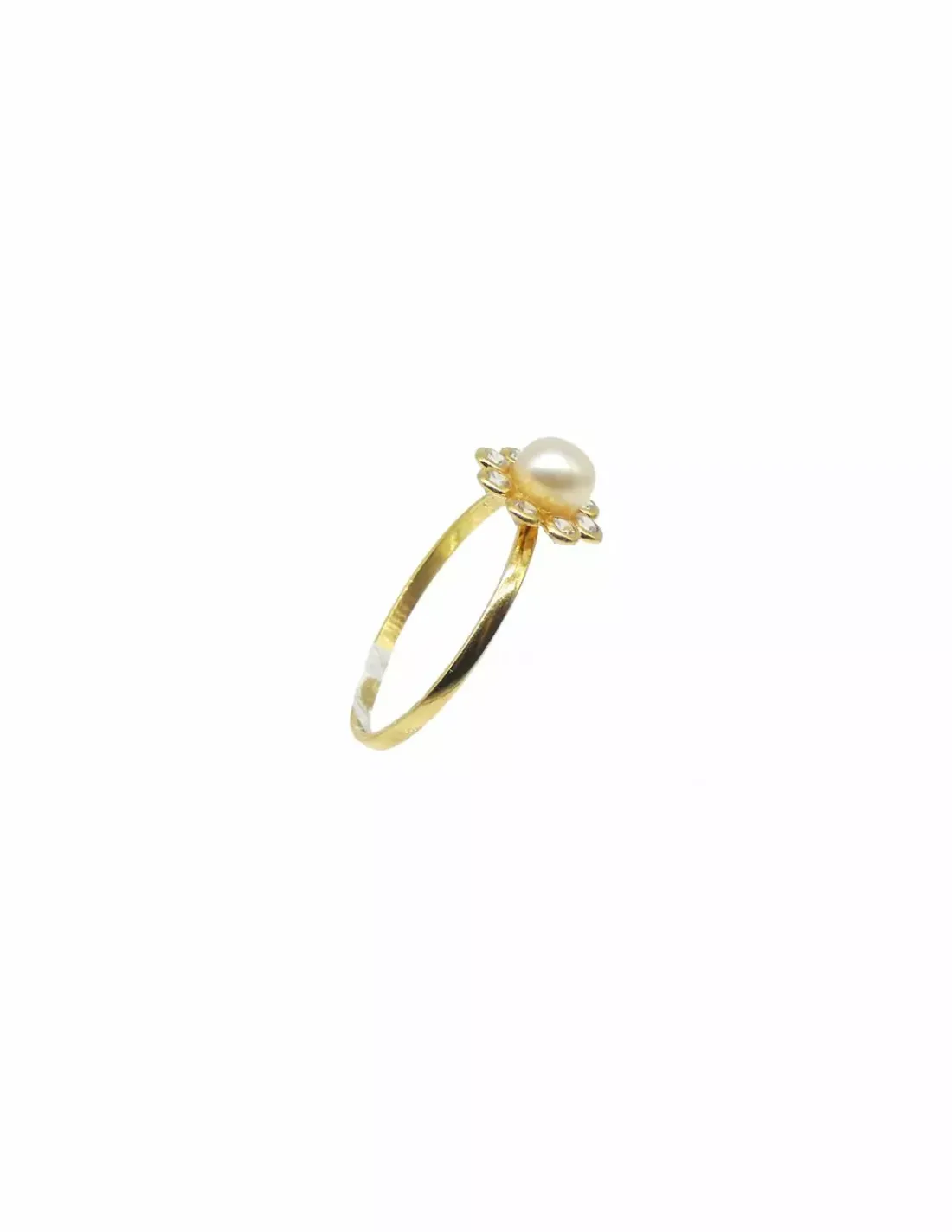 Store Anillo niña flor circonitas y perla oro 18k - T.10 Anillos De Oro | Anillos