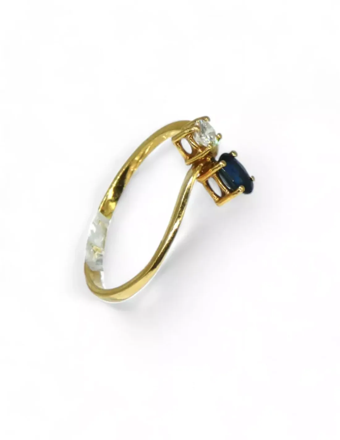 Best Anillo ola con circonita y piedra azul oro 18k - T.15 Anillos De Oro | Anillos