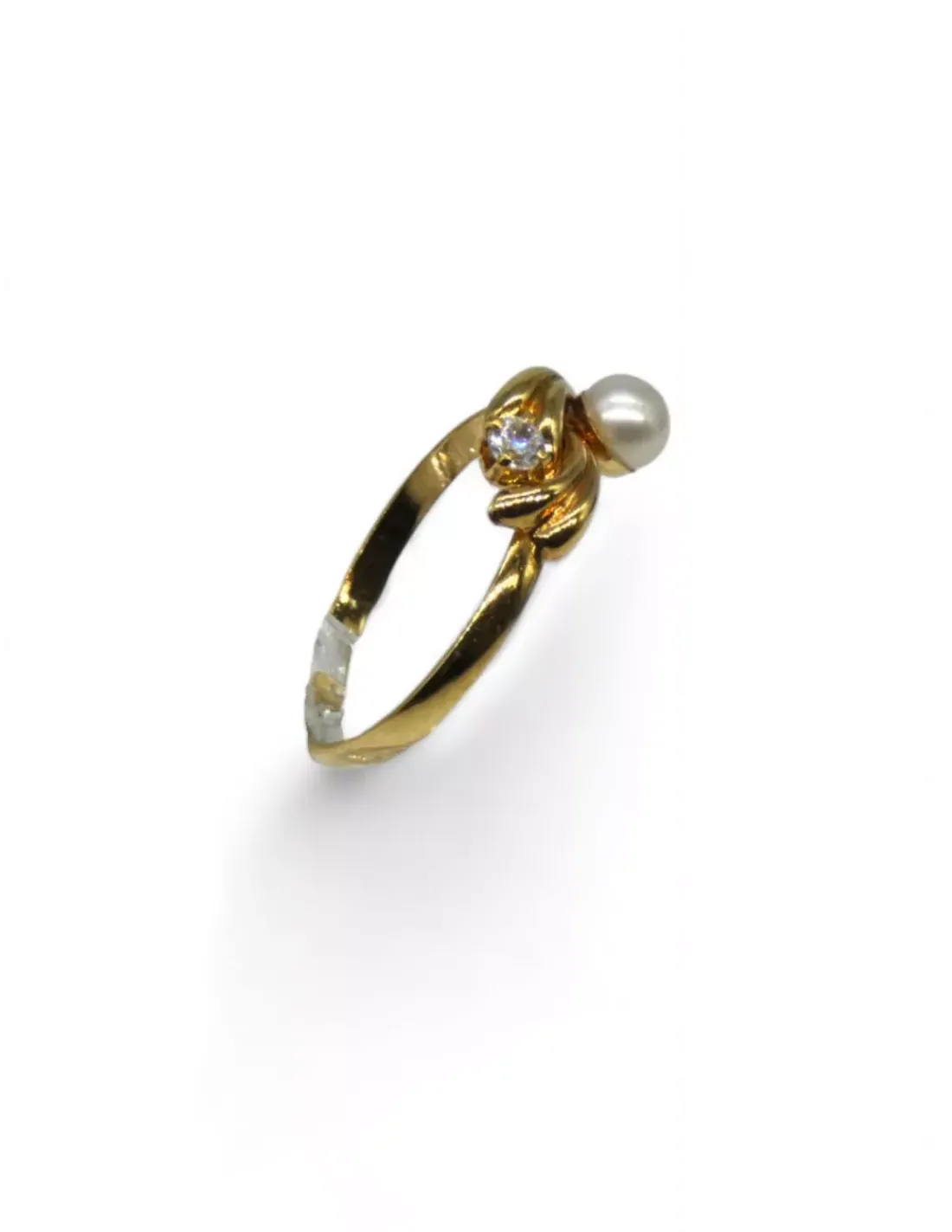 Discount Anillo ondas perla y circonita oro 18k - T.12 Anillos De Oro | Anillos
