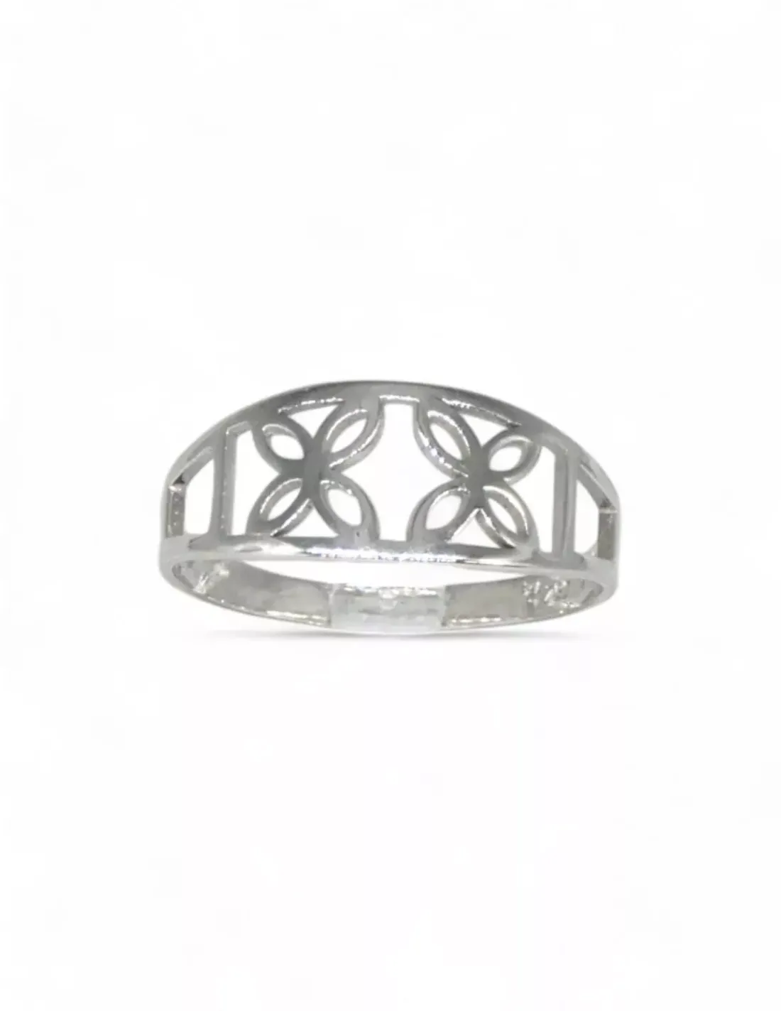 Sale Anillo oro blanco dos flores huecas 18k -T.15 Anillos De Oro Blanco | Anillos De Oro