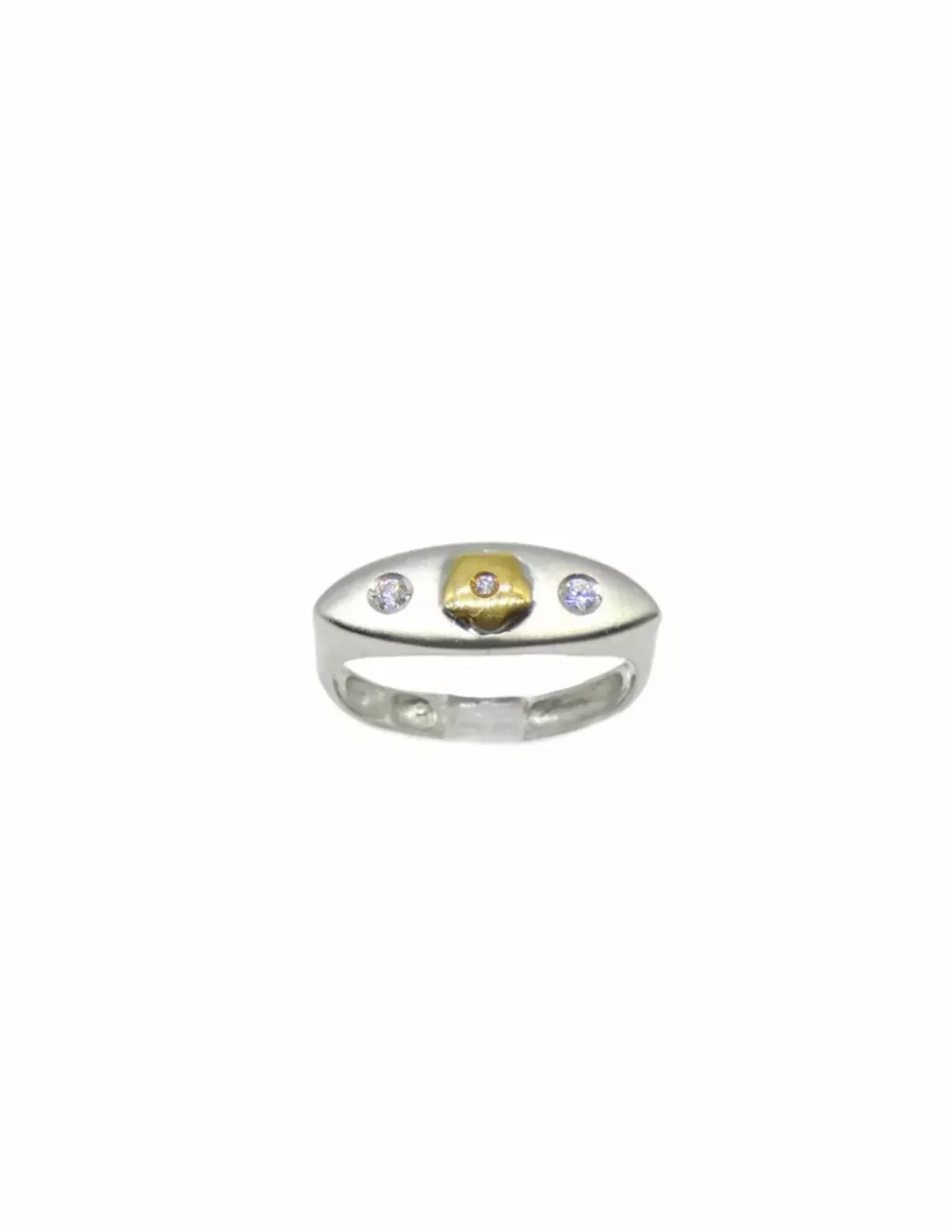 Clearance Anillo oval flor circonitas bicolor 18k -T.16 Anillos De Oro | Anillos