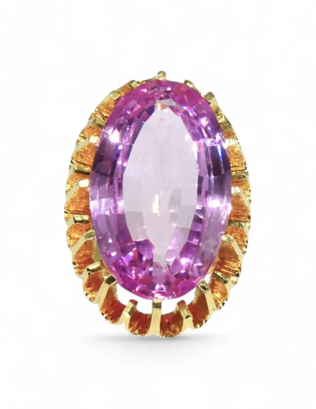 Outlet Anillo ovalado garras con piedra rosa oro 18k -T.11 Anillos De Oro | Anillos