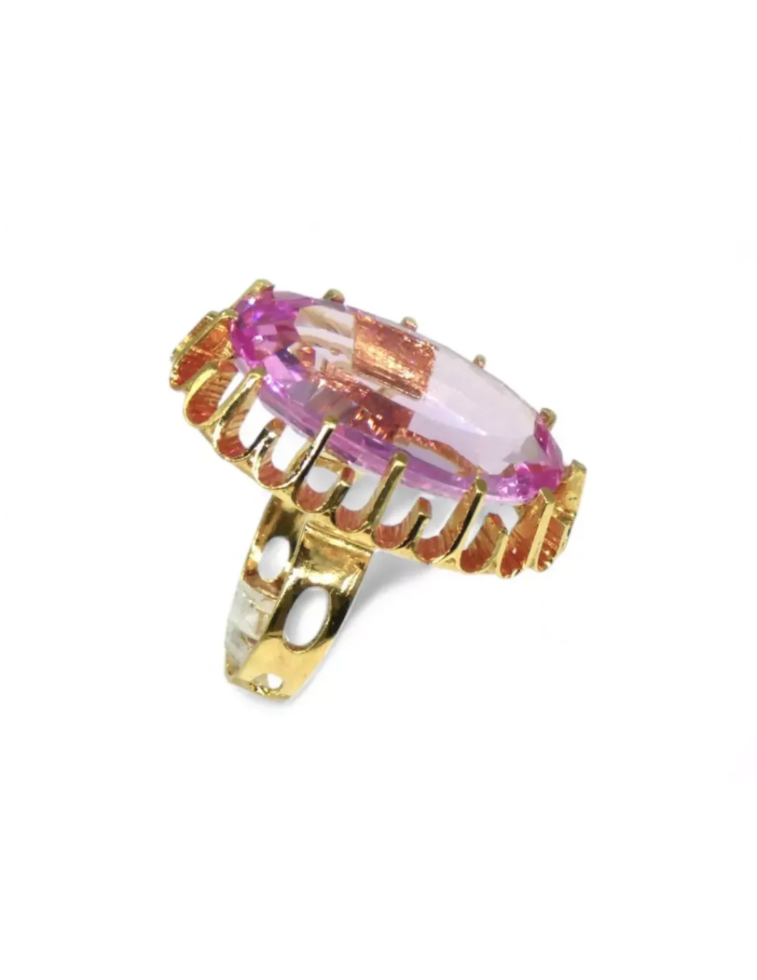 Outlet Anillo ovalado garras con piedra rosa oro 18k -T.11 Anillos De Oro | Anillos