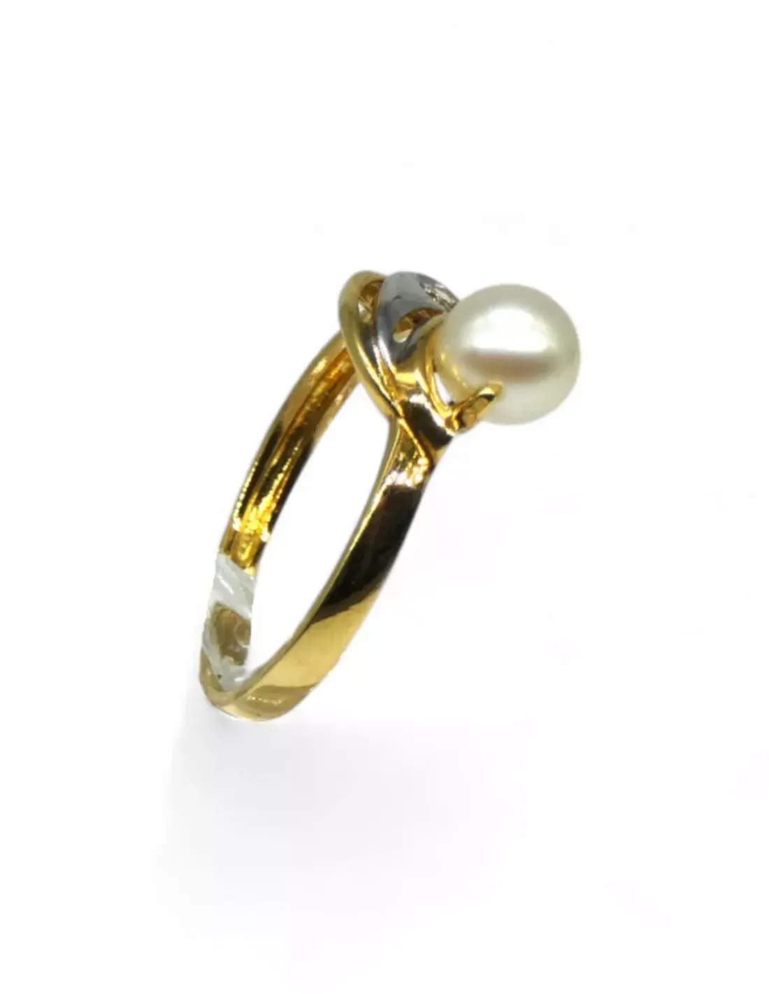 Discount Anillo perla blanca y circonita oro bicolor 18k - T.10 Anillos De Oro | Anillos
