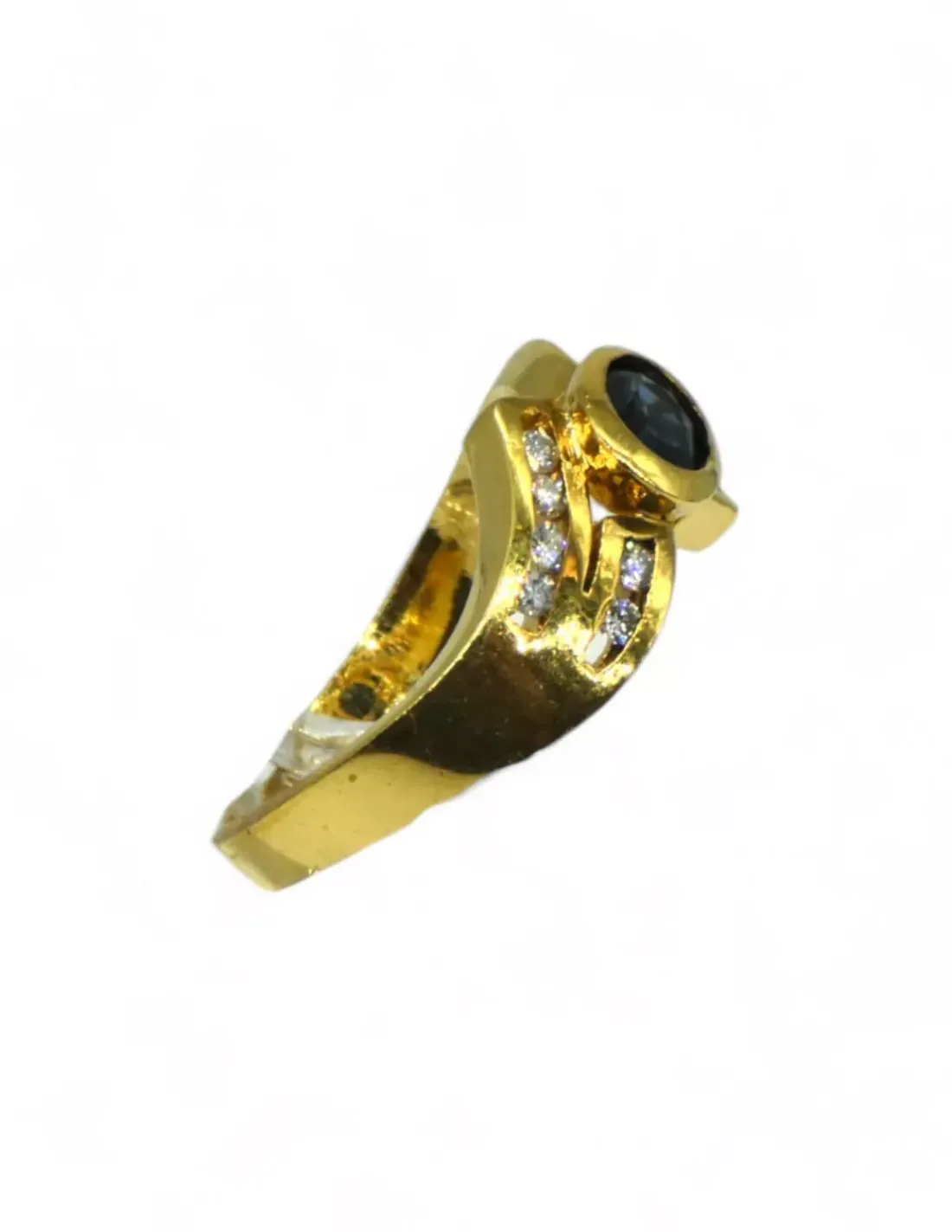 Cheap Anillo piedra azul oscura y circonitas oro 18K - T.12 Anillos De Oro | Anillos