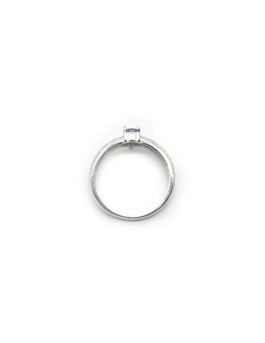 Best Sale Anillo plata dos bandas lisa y circonitas con lágrima color amatista - T.13 Anillos De Plata | Anillos