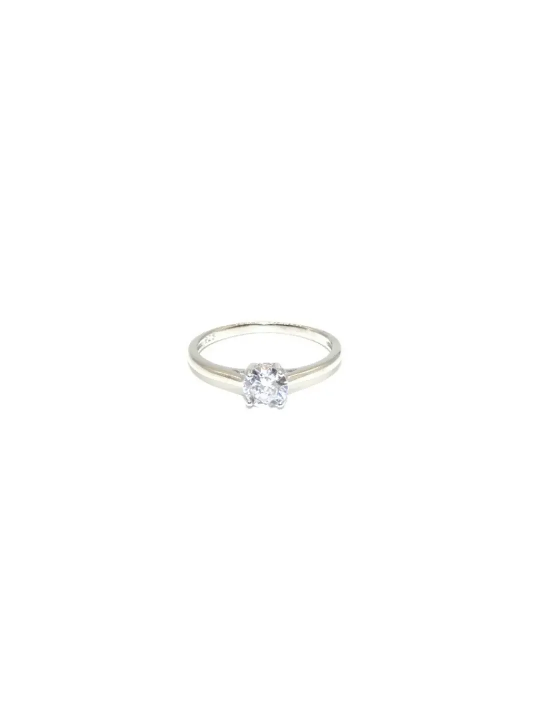 Best Anillo plata liso con circonita 6 mm redonda en 4 garras solitario - T.17 Anillos De Plata | Anillos