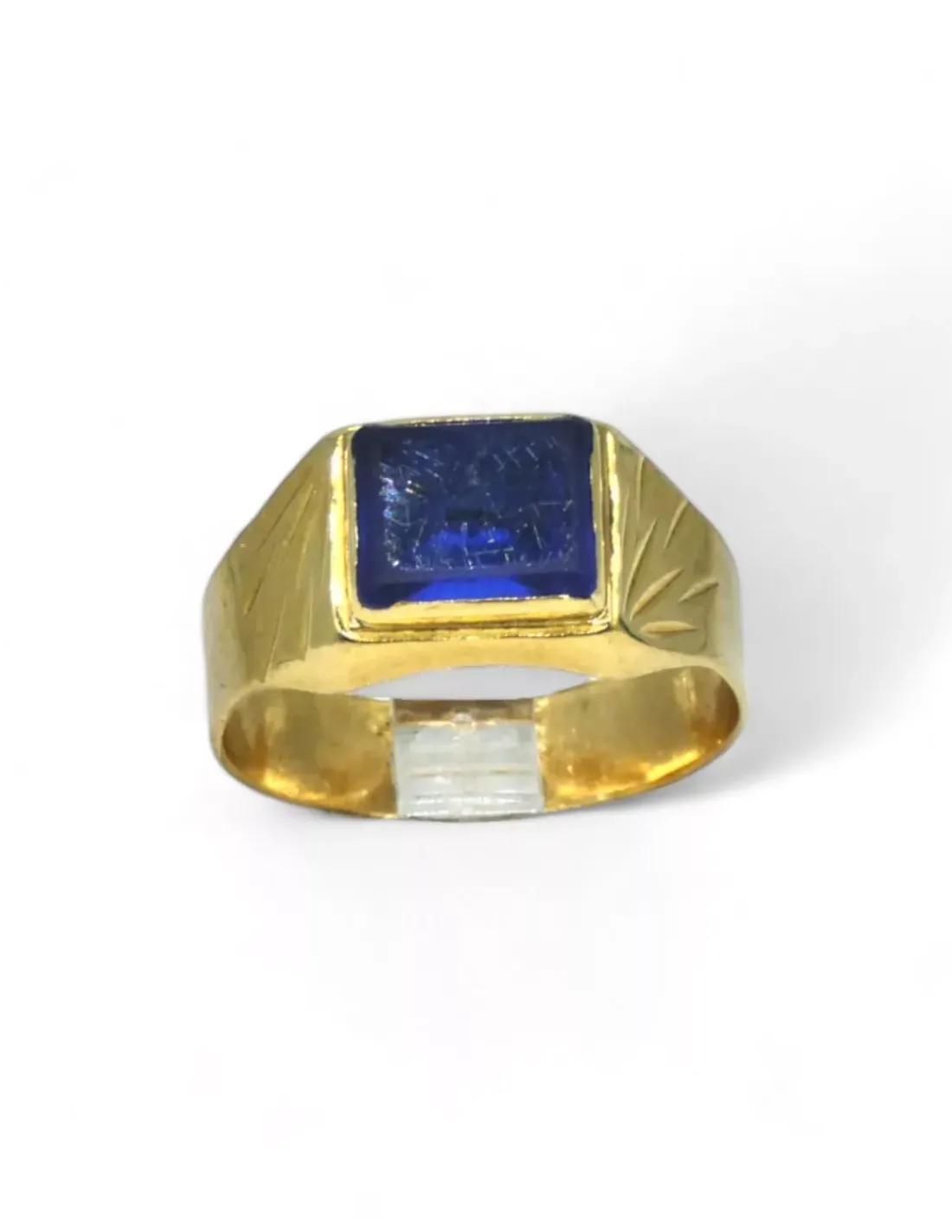 Hot Anillo sello rectangular piedra azul  oro 18k - T.11 Sellos | Anillos De Oro