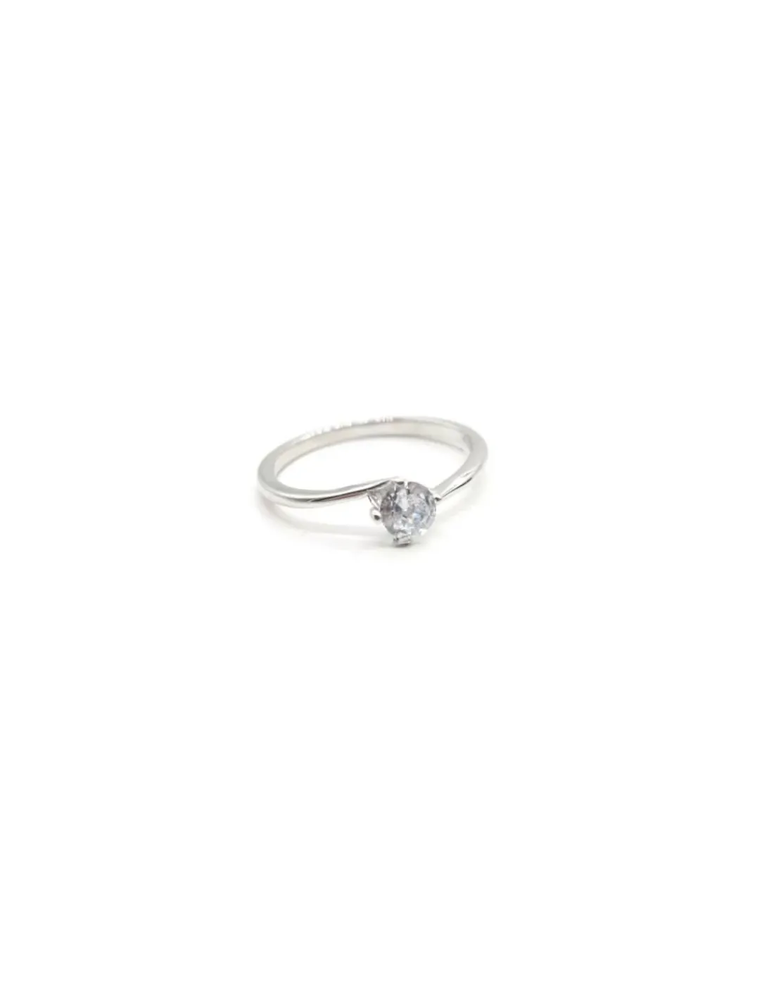 Discount Anillo solitario circonita 4 mm 4 garras ladeadas Plata de Ley Anillos De Plata | Anillos