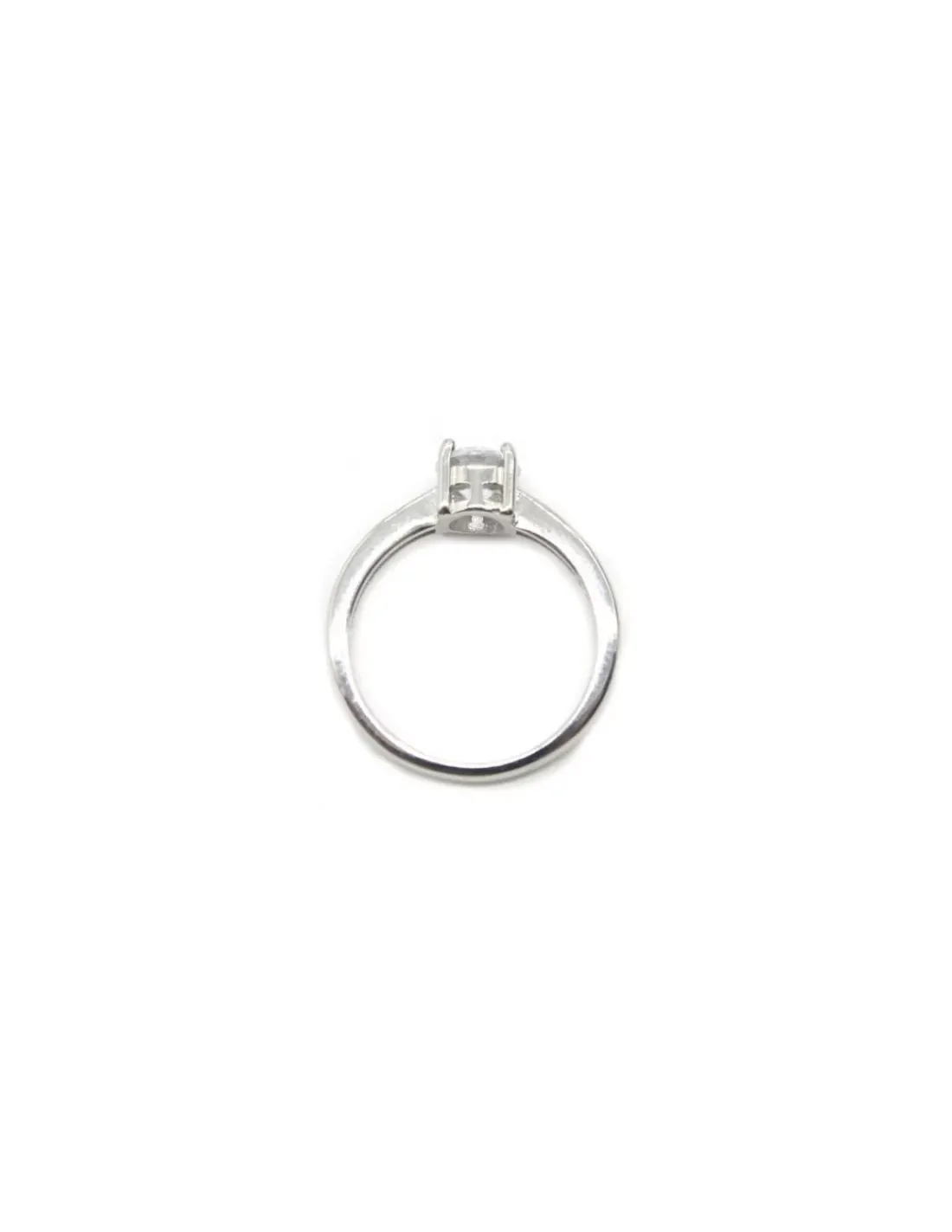 Fashion Anillo solitario circonita en montura 4 garras cuadradas Plata Anillos De Plata | Anillos