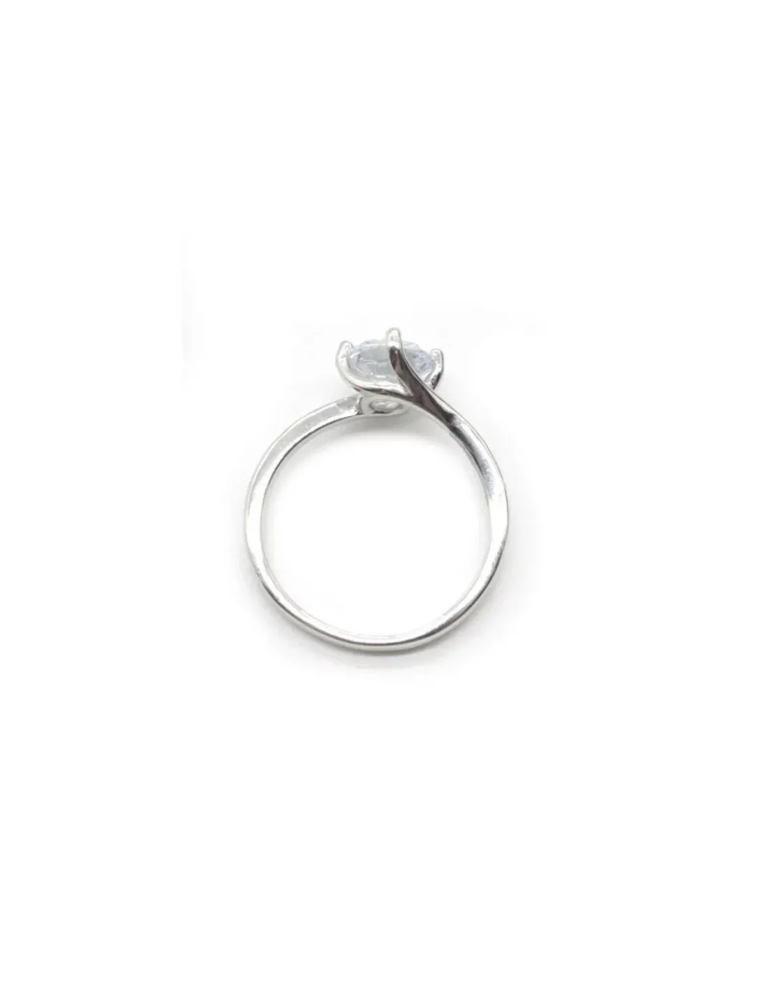Fashion Anillo solitario circonita 7mm 4 garras ladeadas Plata de Ley Anillos De Plata | Anillos