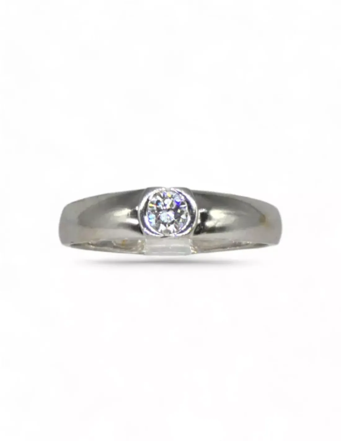 Hot Anillo solitario con diamante en chatón oro blanco mate 18k - T 25 Anillos Con Brillantes | Anillos De Oro