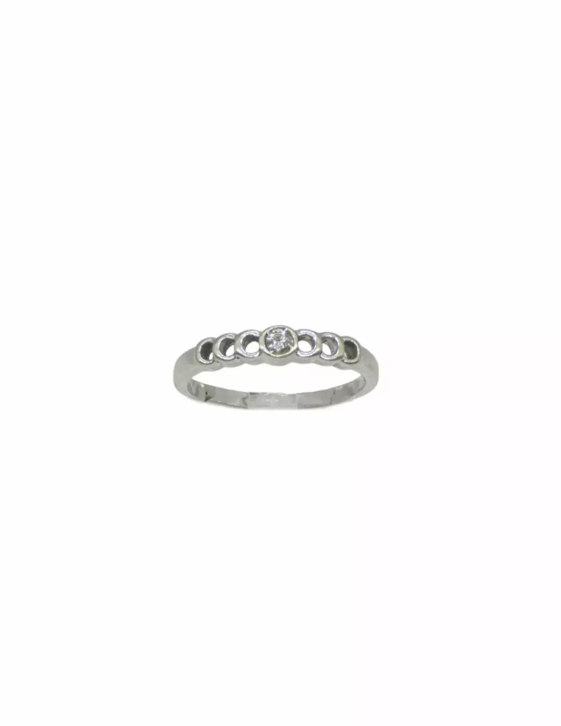 Cheap Anillo solitario con diamante y círculos oro blanco 18k - T.13 Anillos Con Brillantes | Anillos De Oro