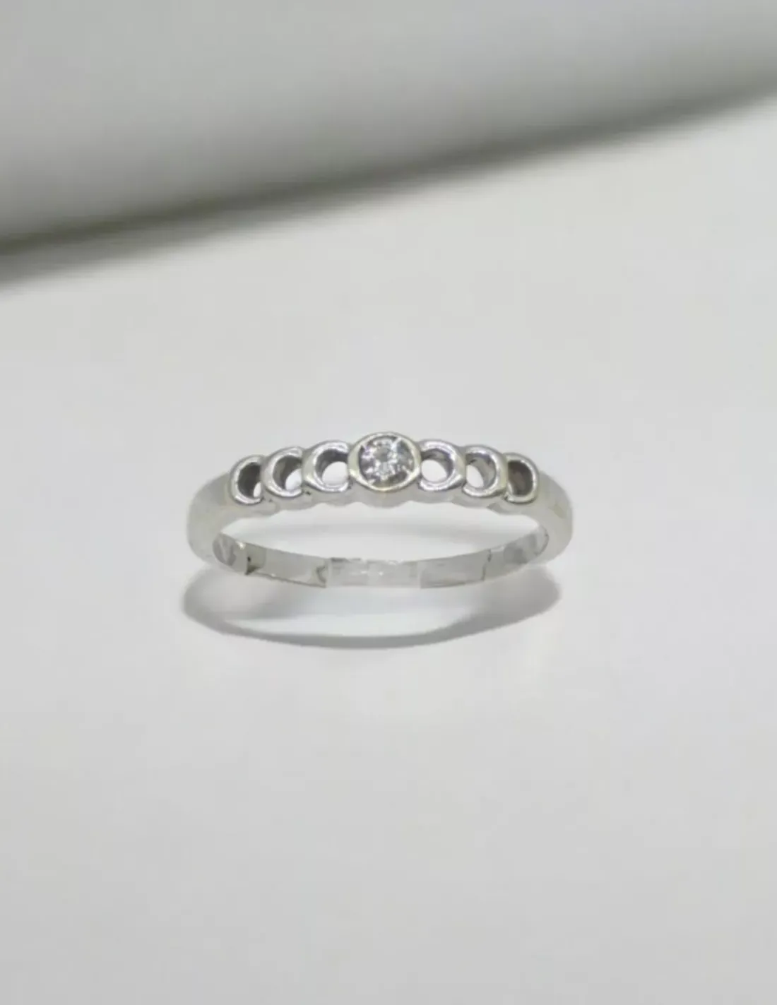 Cheap Anillo solitario con diamante y círculos oro blanco 18k - T.13 Anillos Con Brillantes | Anillos De Oro