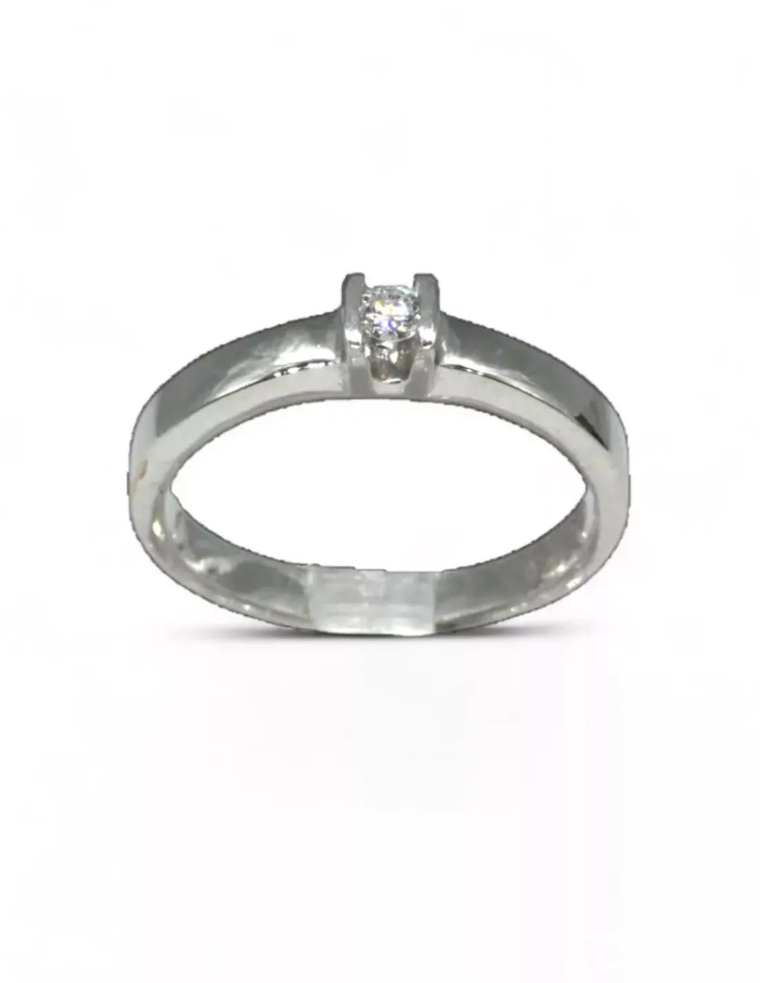 Fashion Anillo solitario de pedida con diamante en cuatro garras oro blanco 18k - T.11 Anillos Con Brillantes | Anillos De Oro