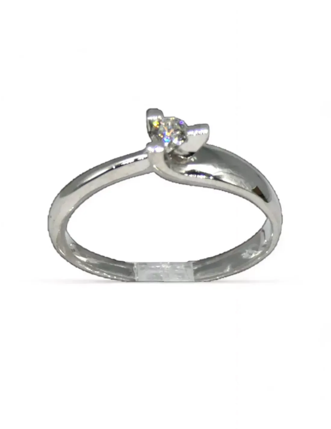 Fashion Anillo solitario de pedida con diamante en tres garras oro blanco 18k - T.12 Anillos Con Brillantes | Anillos De Oro Blanco