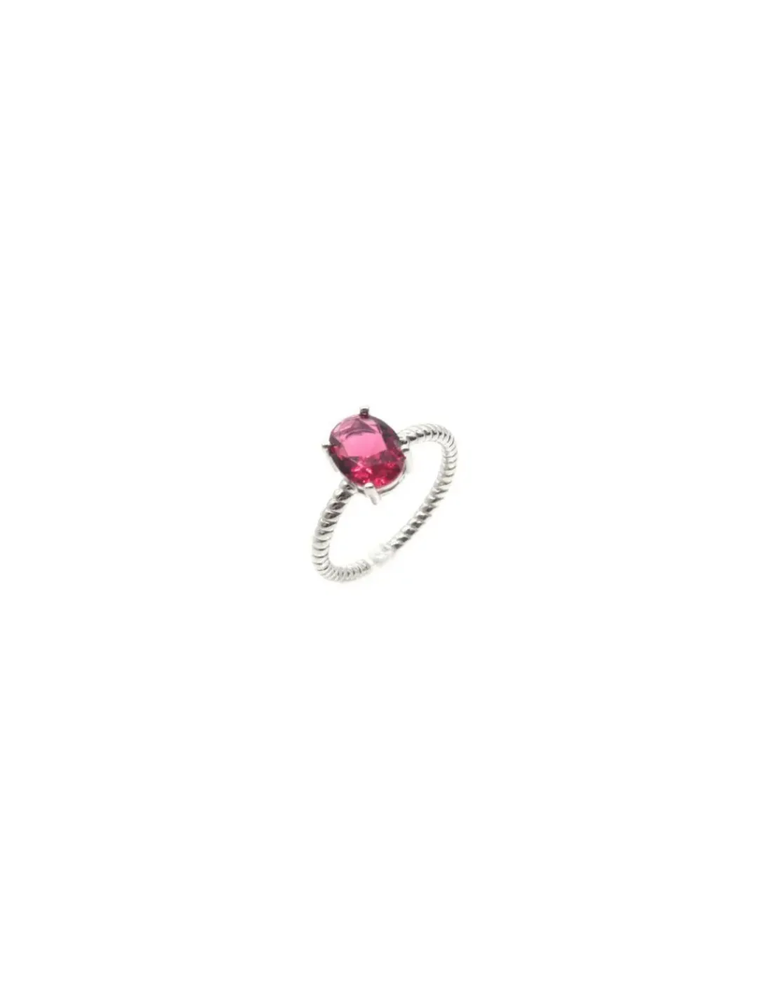Best Sale Anillo trenzado con circonita ovalada 4 garras rojo rubí Anillos De Plata | Anillos