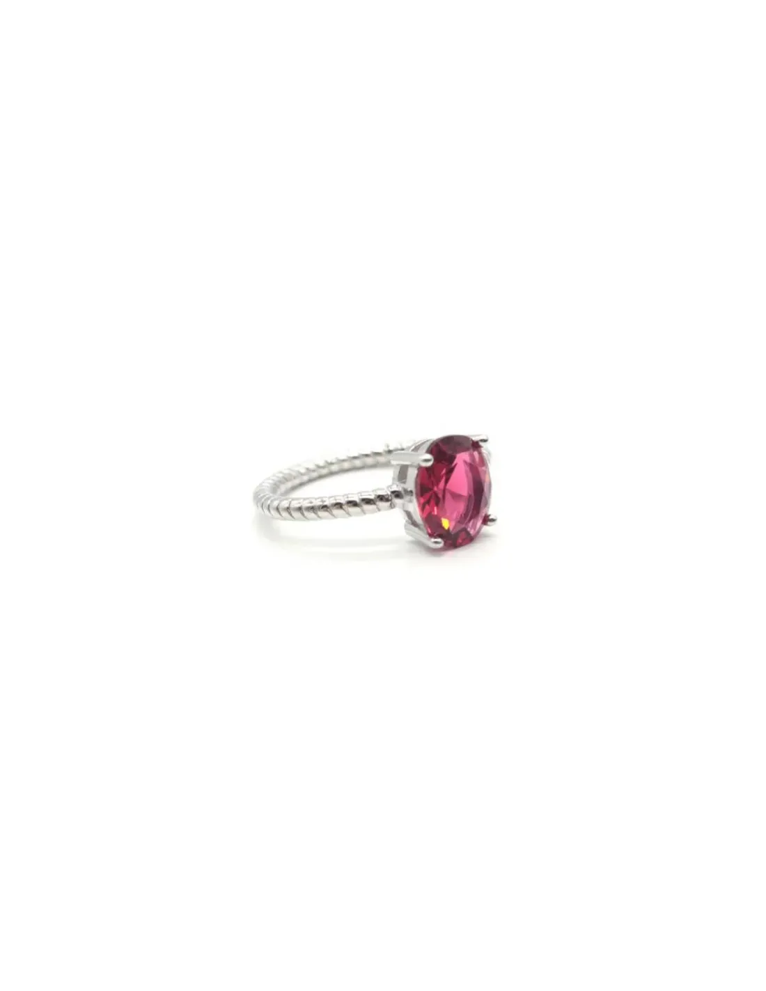 Best Sale Anillo trenzado con circonita ovalada 4 garras rojo rubí Anillos De Plata | Anillos