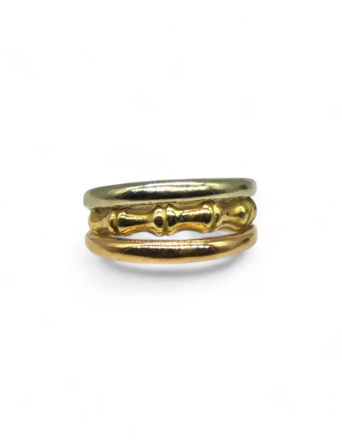 Flash Sale Anillo triple en ondas central oro tricolor 18k - T.13 Anillos De Oro | Anillos