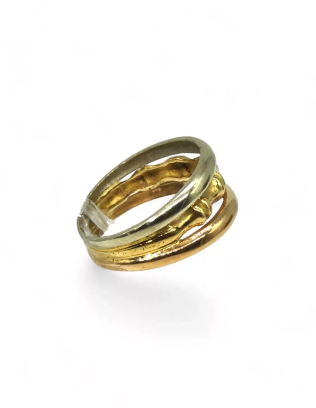Flash Sale Anillo triple en ondas central oro tricolor 18k - T.13 Anillos De Oro | Anillos