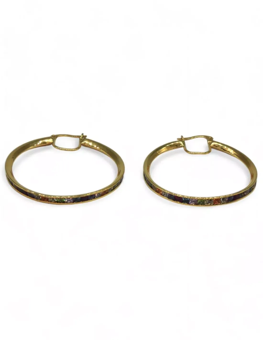 New Aros piedras multicolor oro 18k Aros De Oro
