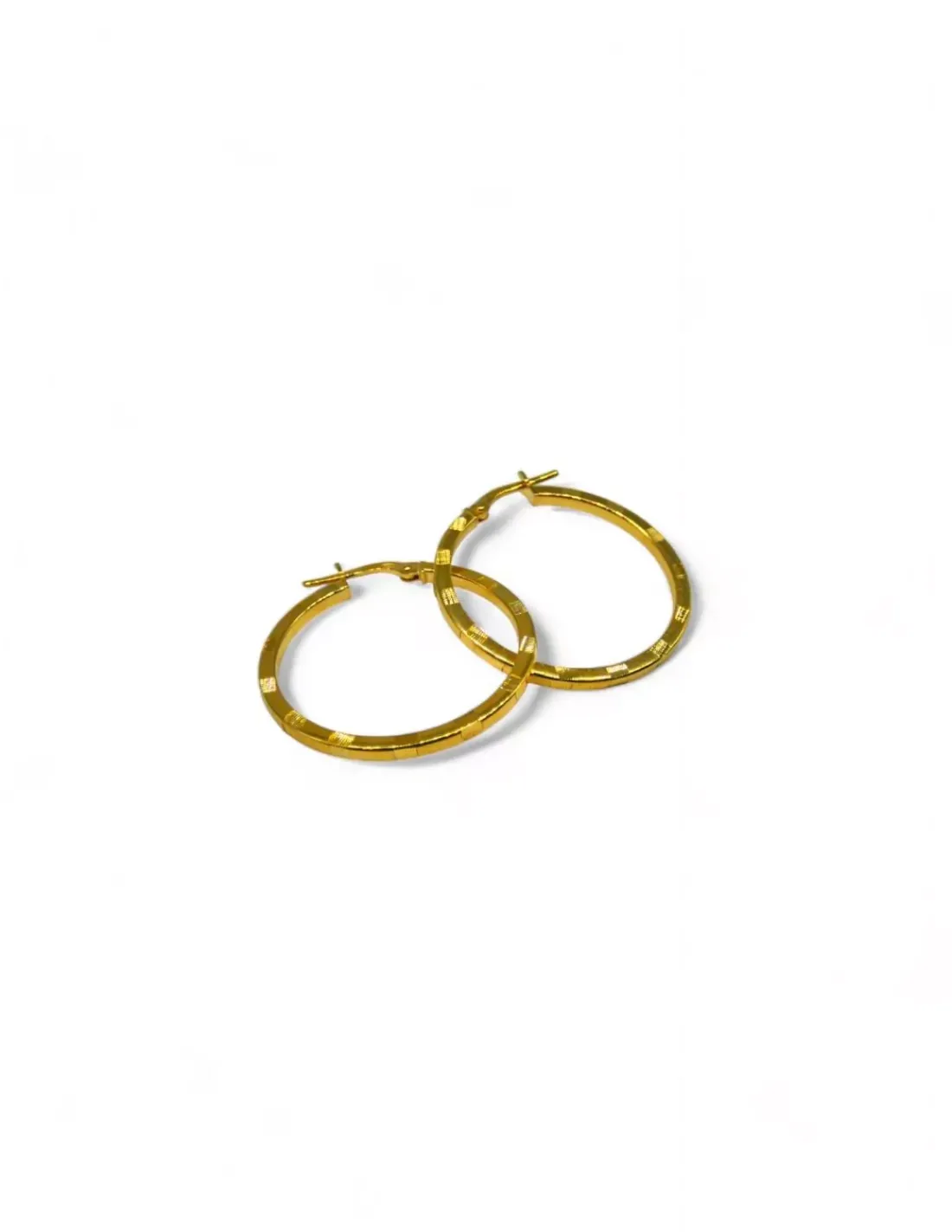 Clearance Aros tubo cuadrado tallado plata 925 chapada oro - 2x29mm Aros De Plata