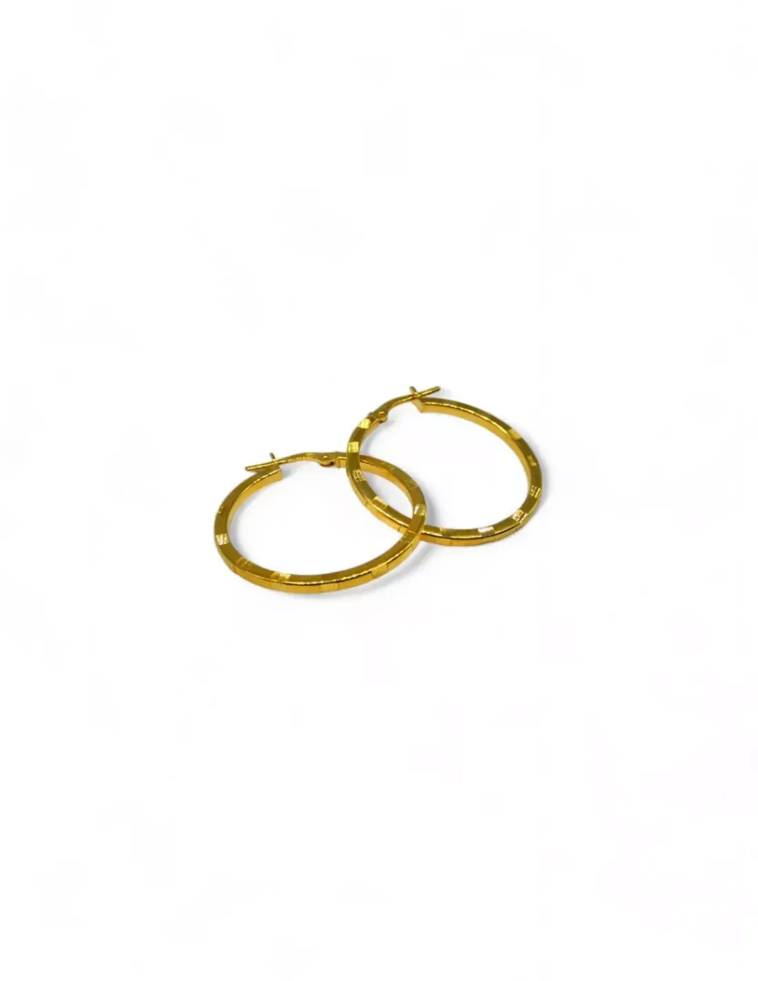 Clearance Aros tubo cuadrado tallado plata 925 chapada oro - 2x29mm Aros De Plata