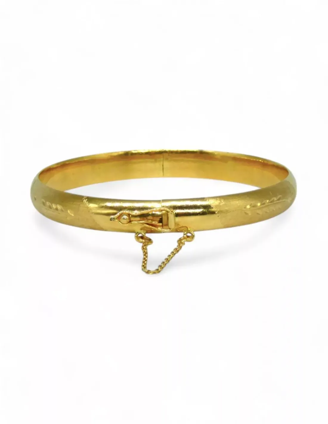 Flash Sale Caña labrada con cadena de seguridad oro 18k - 6cm Cañas | Pulseras De Oro