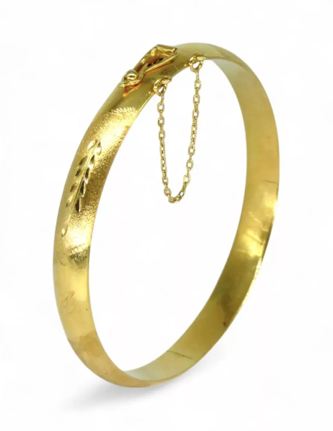 Flash Sale Caña labrada con cadena de seguridad oro 18k - 6cm Cañas | Pulseras De Oro