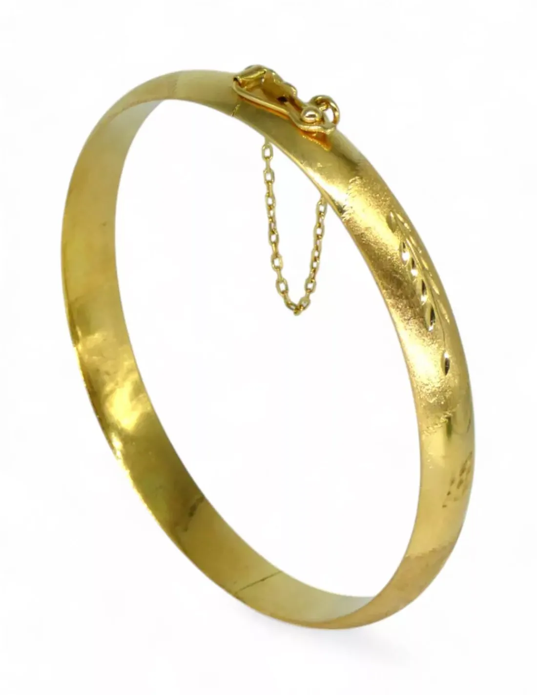 Flash Sale Caña labrada con cadena de seguridad oro 18k - 6cm Cañas | Pulseras De Oro
