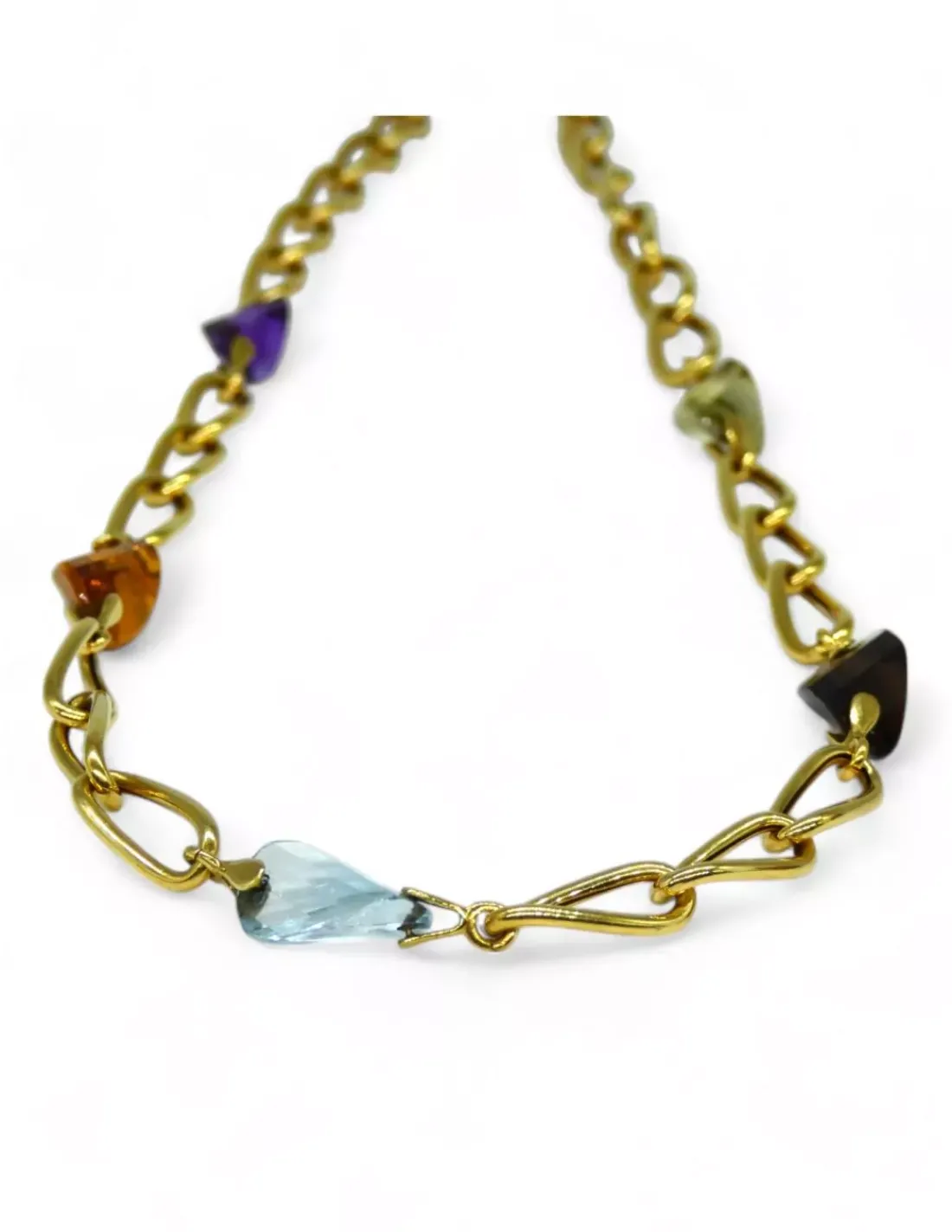 Flash Sale Cadena gargantilla eslabón bilbao y cuatro piedras colores oro 18k - 44cm Gargantillas De Oro