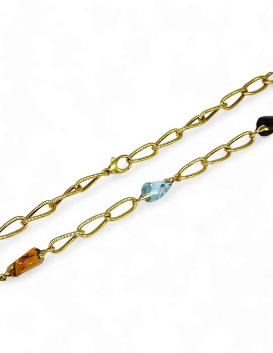 Flash Sale Cadena gargantilla eslabón bilbao y cuatro piedras colores oro 18k - 44cm Gargantillas De Oro