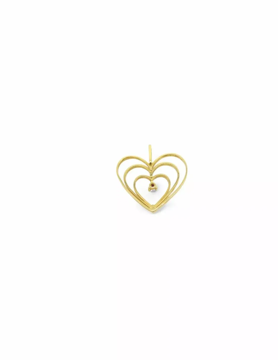 Clearance Colgante 3 corazones calados con rubí oro 18k Colgante De Corazones