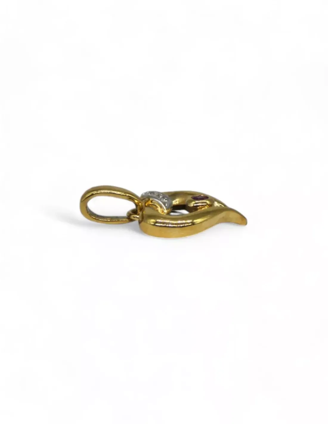 Outlet Colgante corazón bicolor piedra rosa oro 18k Colgante De Corazones
