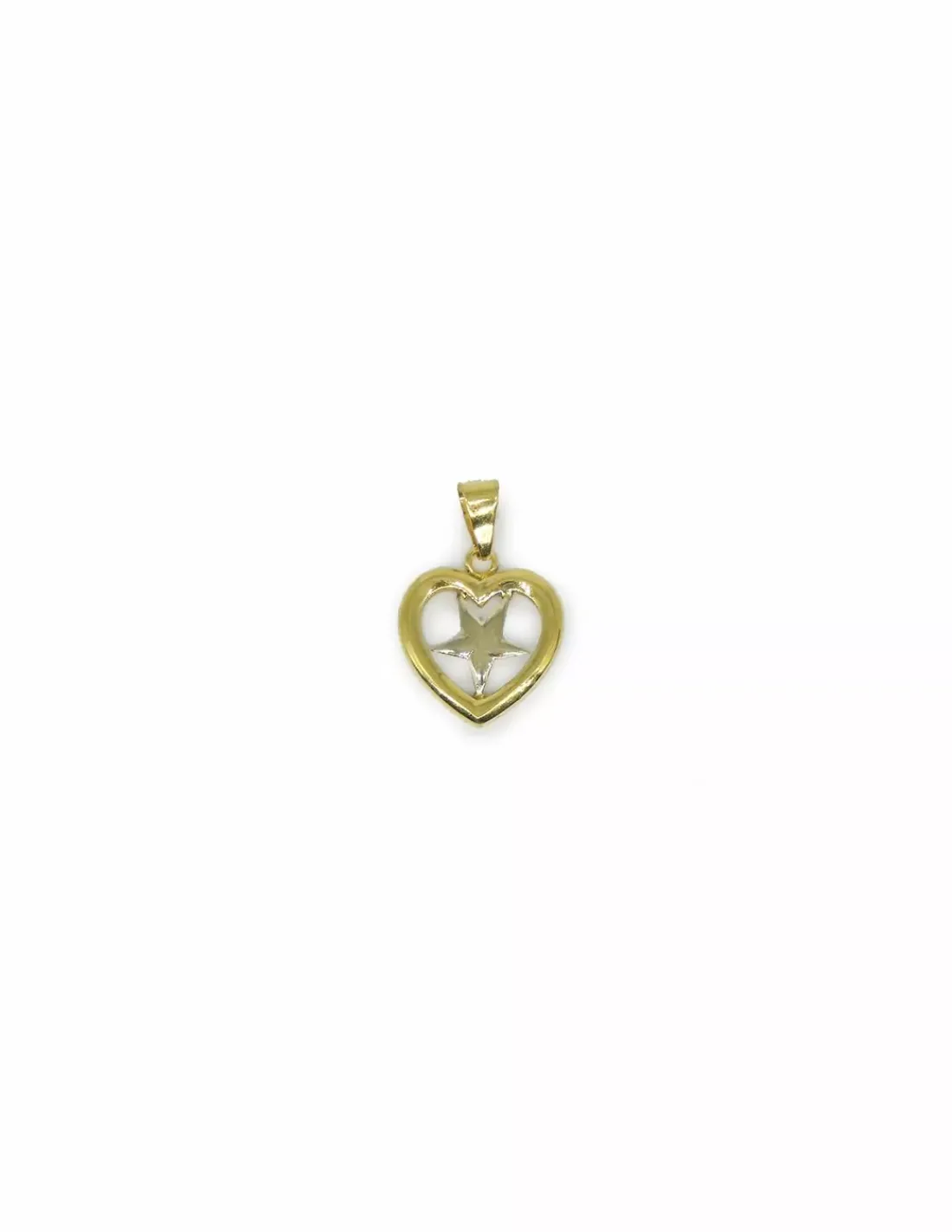 Cheap Colgante corazón calado con estrella bicolor oro 18k Colgante De Corazones
