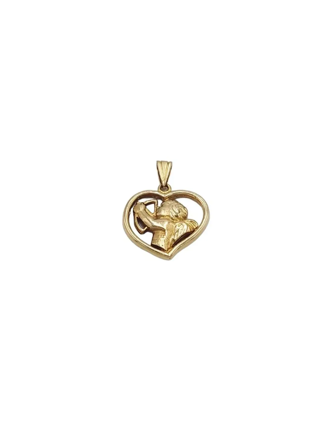 Fashion Colgante corazón calado y Cupido Oro 18k Colgante De Corazones