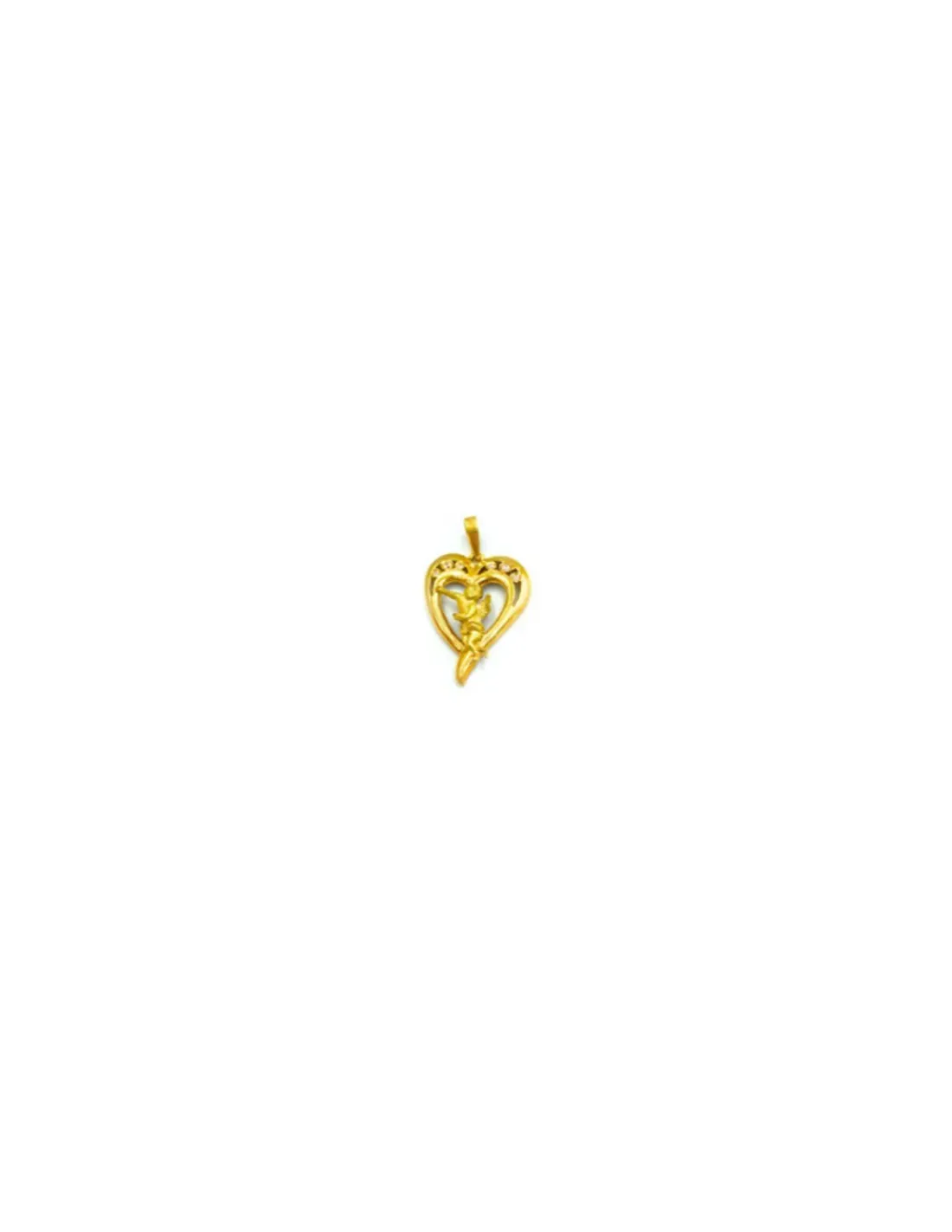 Best Sale Colgante corazón con ángel circonitas oro 18k Colgante De Corazones