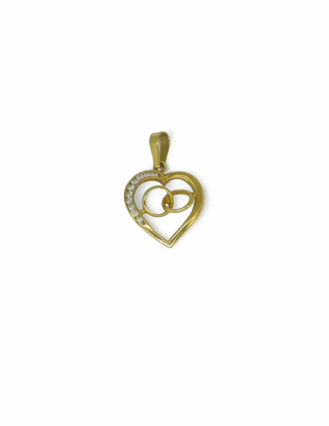 Best Sale Colgante corazón doble alianza circonitas oro 18k Colgante De Corazones
