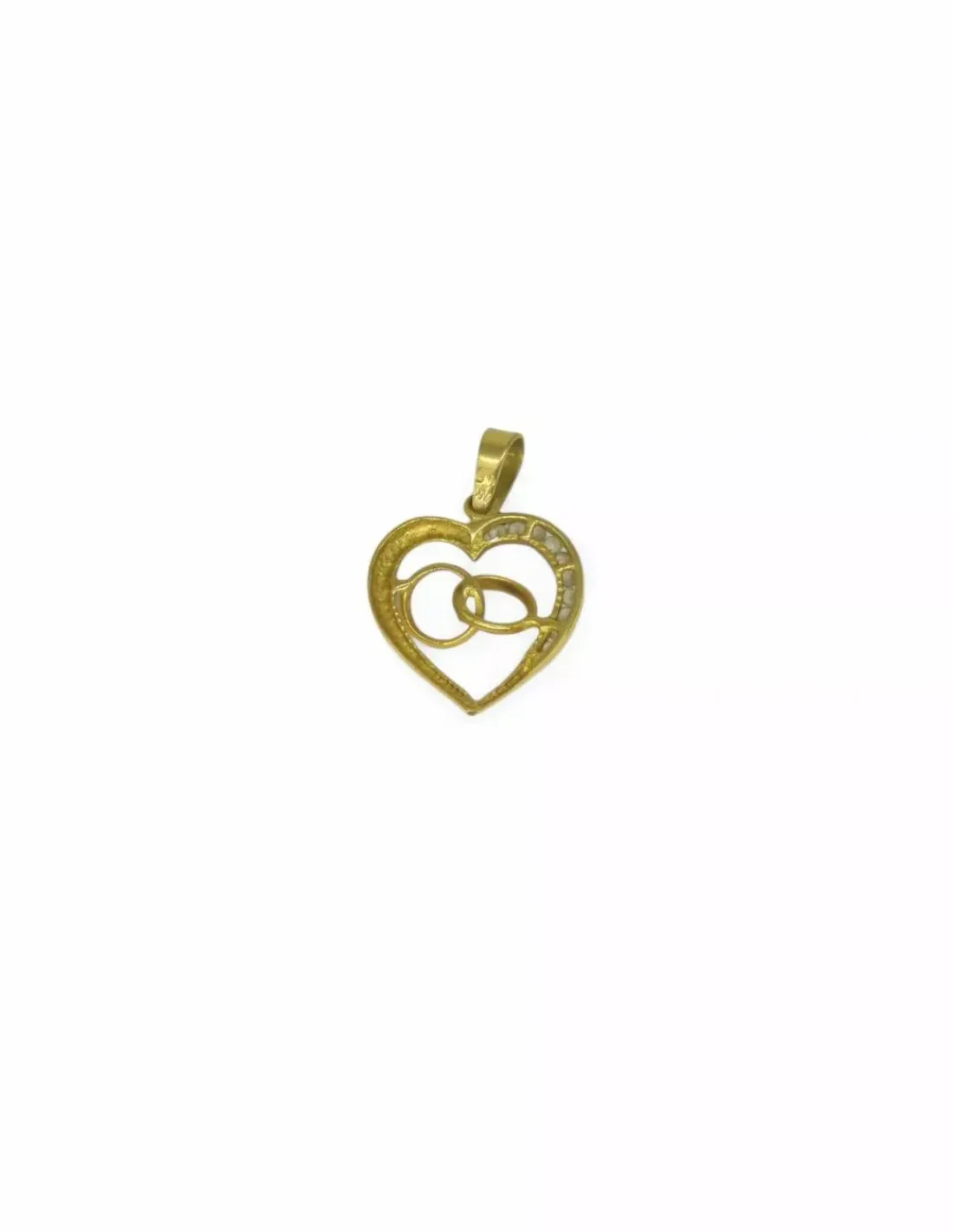 Best Sale Colgante corazón doble alianza circonitas oro 18k Colgante De Corazones