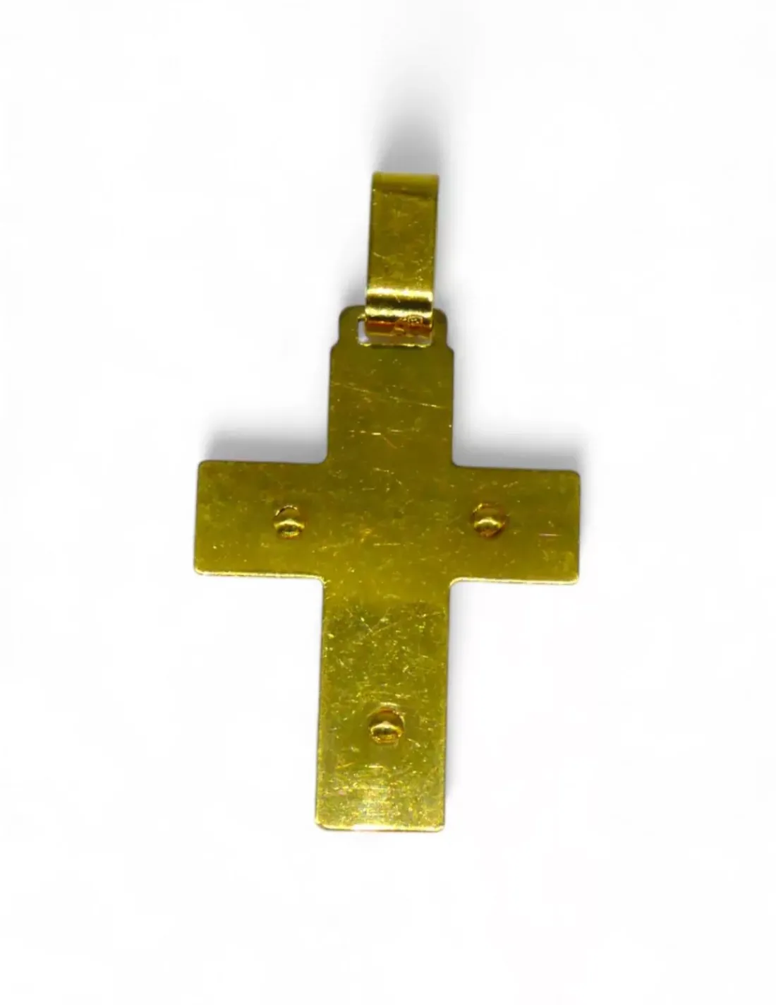 Cheap Colgante cruz plana cuadrada con cristo oro bicolor 18k Crucifijo