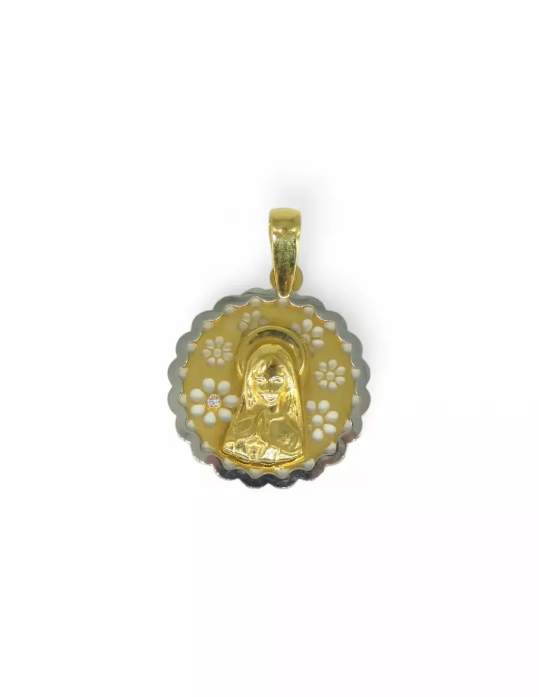 Clearance Colgante medalla Virgen niña oro bicolor 18k Medalla De La Virgen | Colgante Con La Virgen