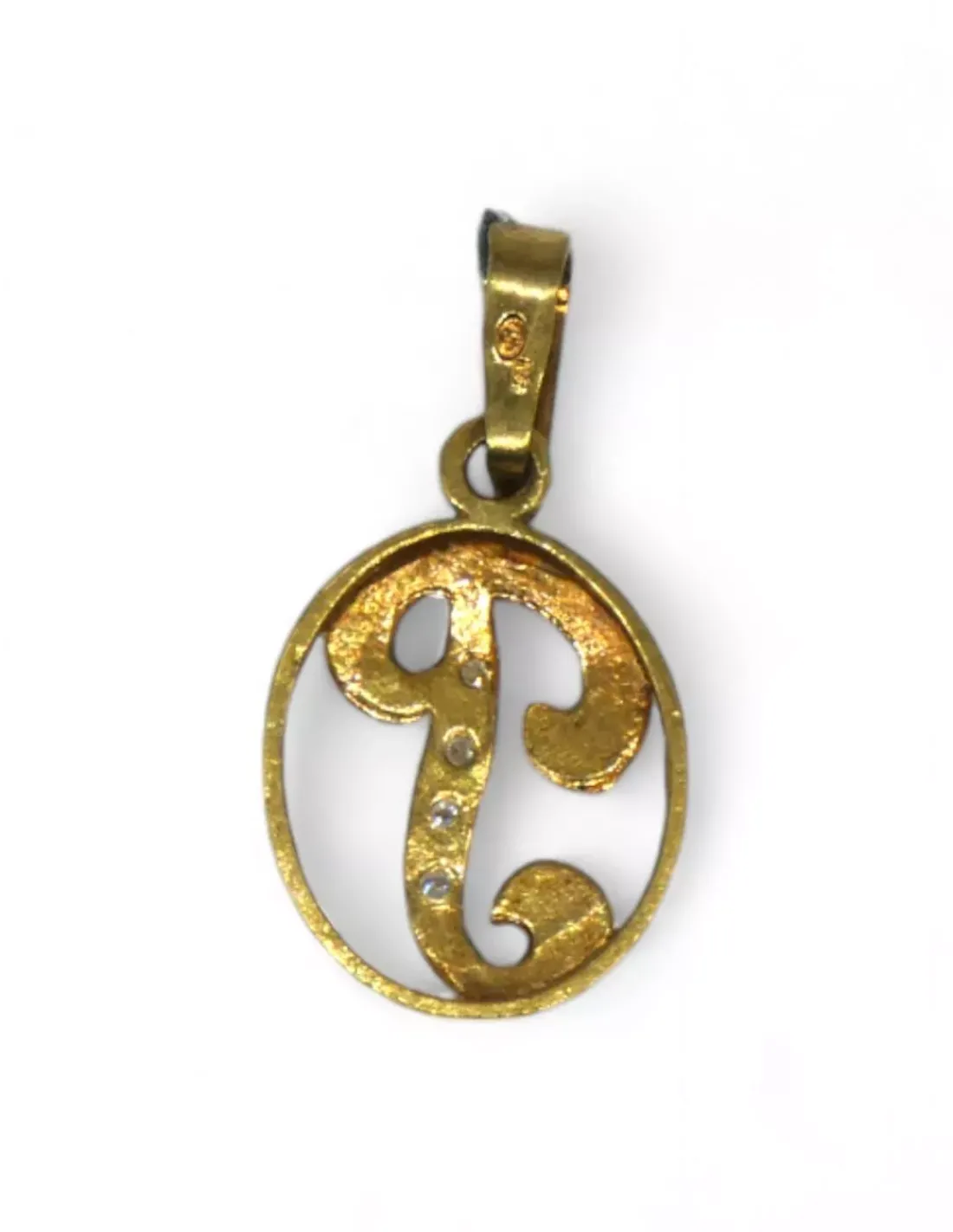 Online Colgante ovalado calado con letra P y circonitas oro 18k Colgante Con Iniciales